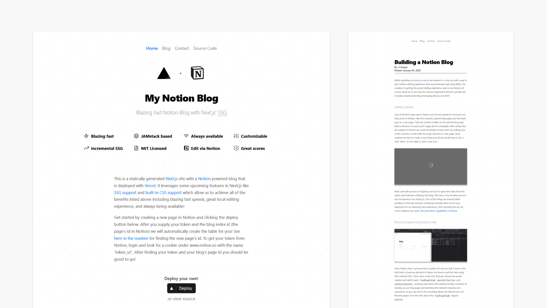 Free Next.js Notion Blog Template preview